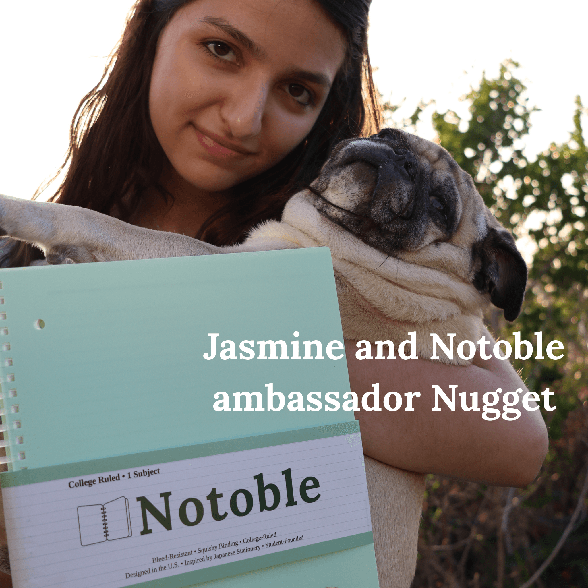 Jasmine, Notoble's founder, with brand ambassador Nugget